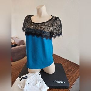 Vintage Lush Lacy Teal Fancy Shirt NWT
